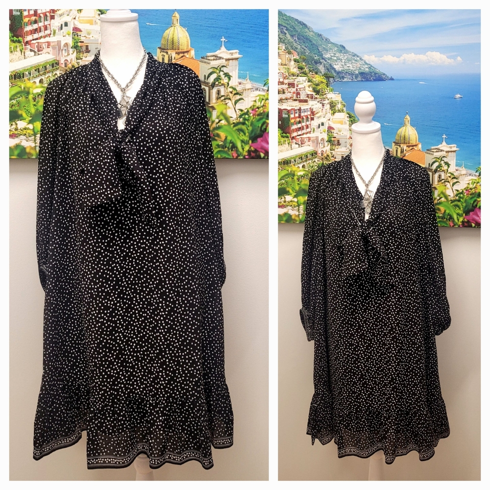 MAX STUDIO LONDON BLACK DRESS WITH RUFFLED HEM